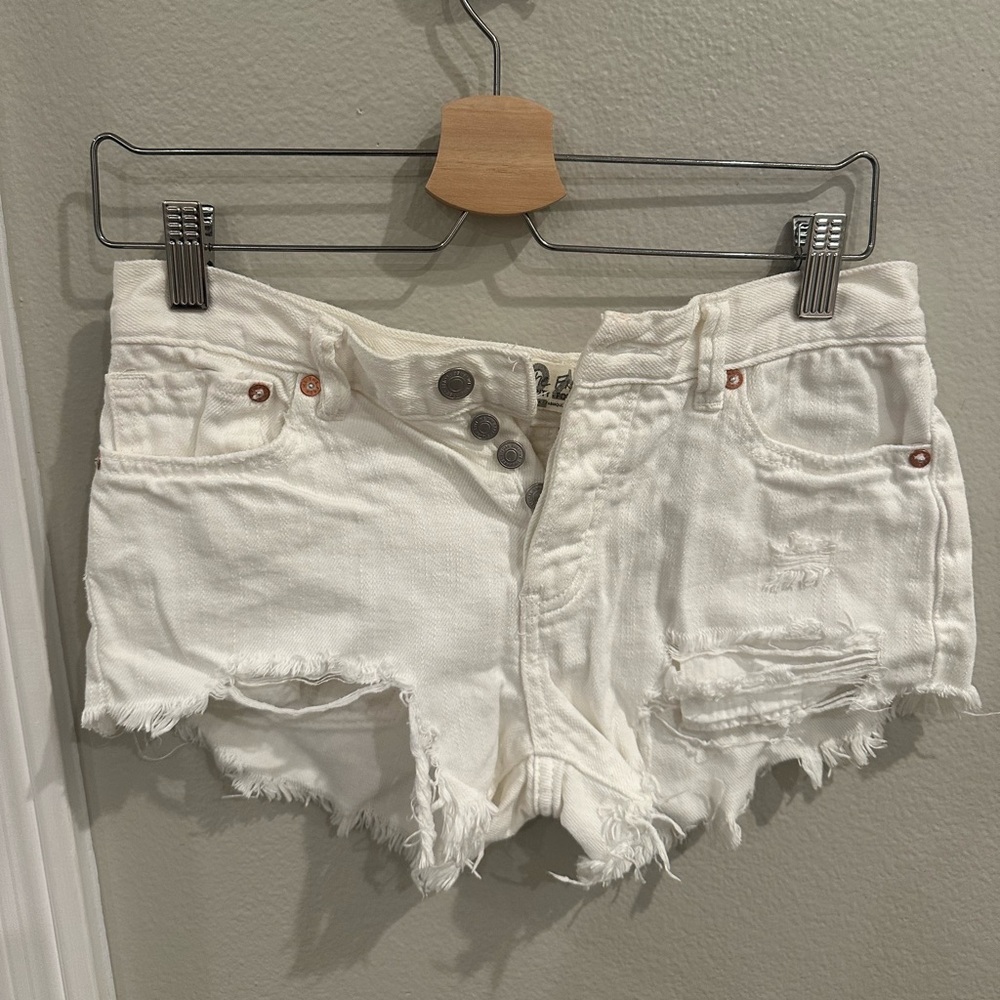 Free People White Jean Shorts